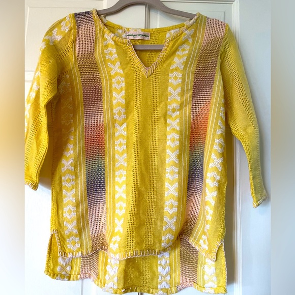 Anthropologie Tops - Anthropologie Boho pull-over top, yellow, pink, blue. Size S. Cotton